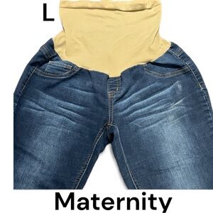 INDIGO BLUE Maternity Jeans Size Large Tapered Secret Fit Belly Expands